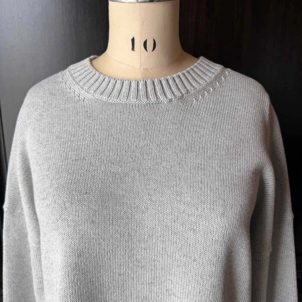 Everlane Crop Sweater Cotton The Boxy Crewneck Ribbed Hem Grey M Minimal - Picture 3 of 15